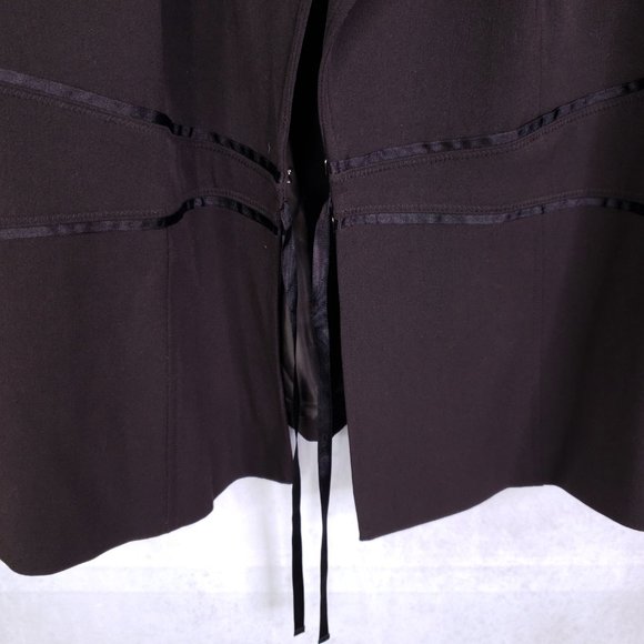 Lane Bryant Sz 20 Dark Brown Peak Lapel Clasp Front Blazer Jacket Secretary - Picture 3 of 7